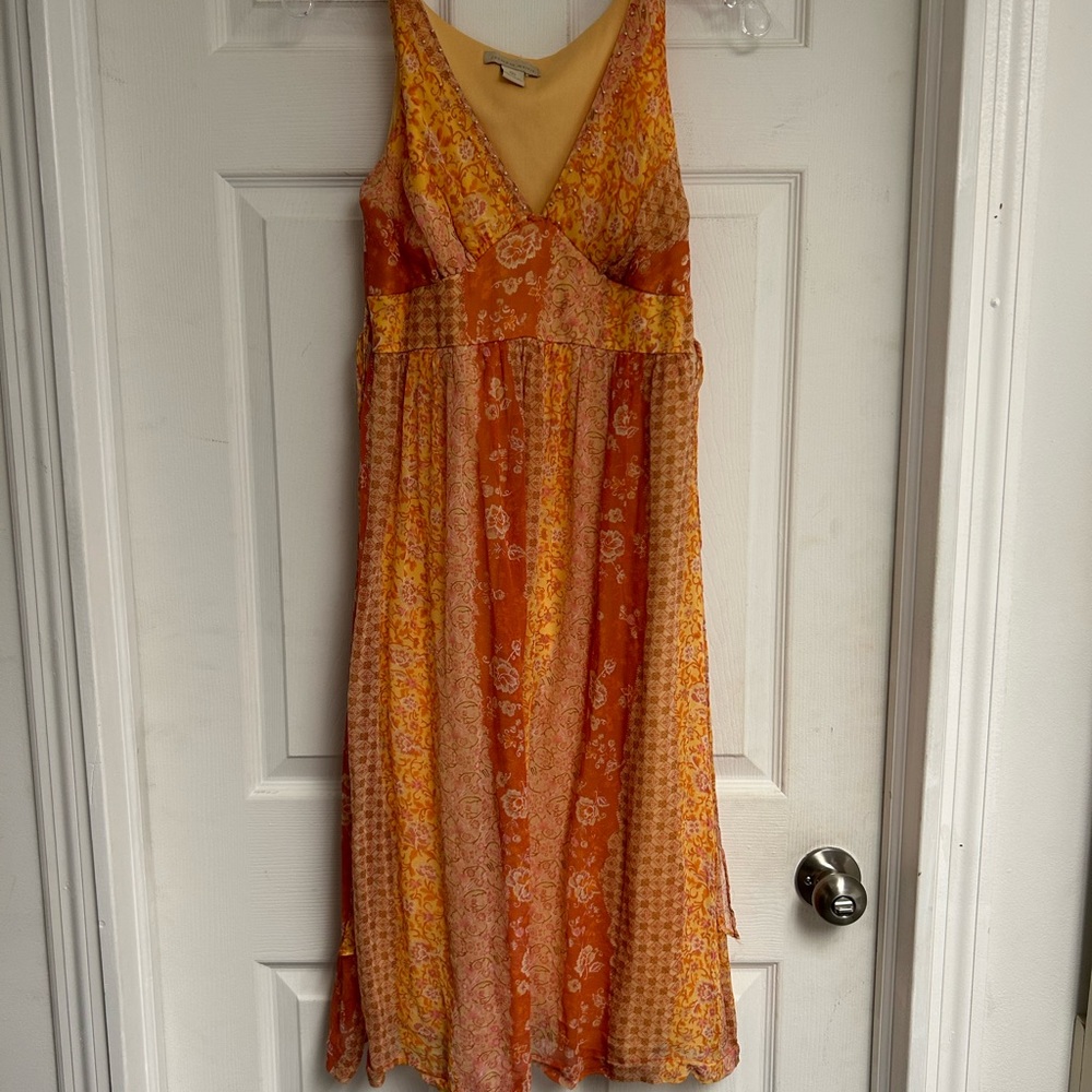 orange midi length summer dress